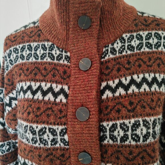 Sezane Wool Blend Heavyweight Button Winter Cardigan Sweater L - Picture 4 of 10